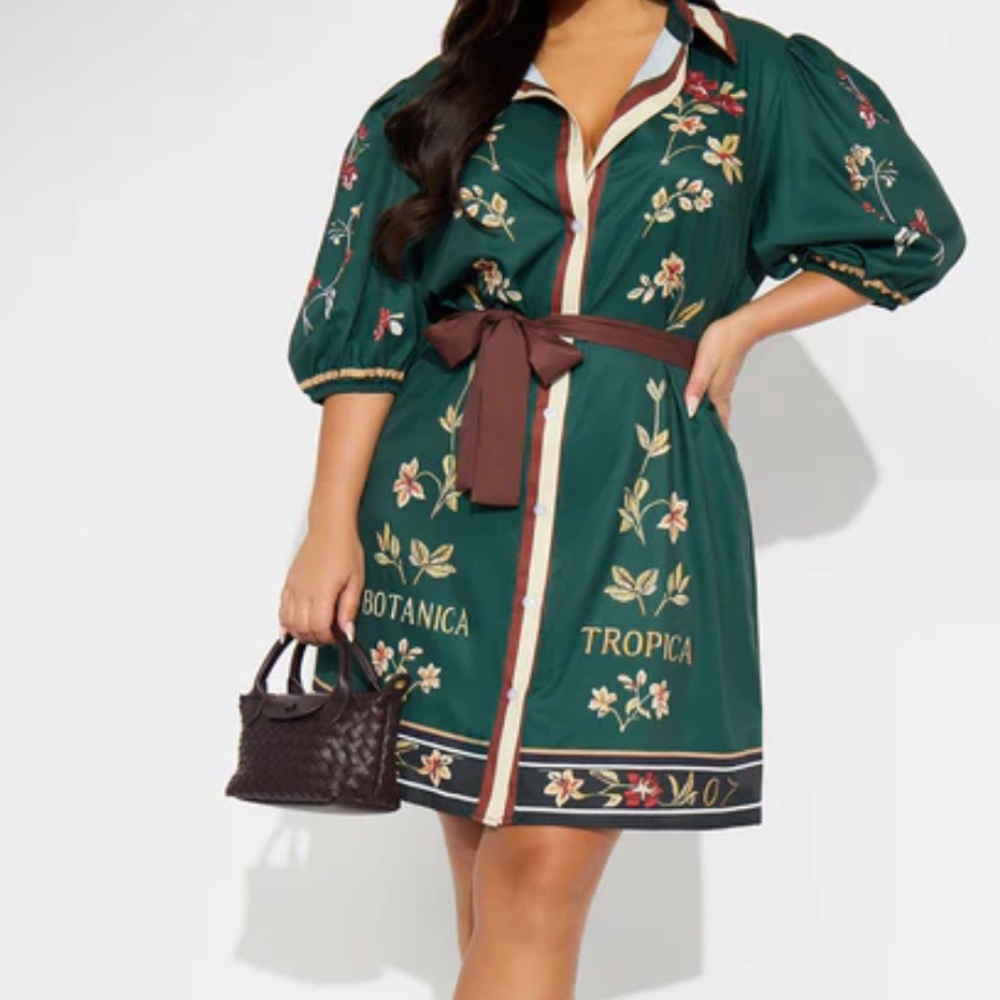 Floral Embroidered Green Dress
